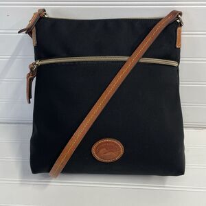 Dooney & Bourke Nylon Canvas Leather Crossbody Black Bag Purse Duck Patch